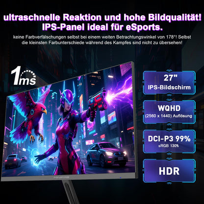 Minifire MFG27F4Q Pro Gaming Monitor 27 Zoll QHD 260Hz 1ms