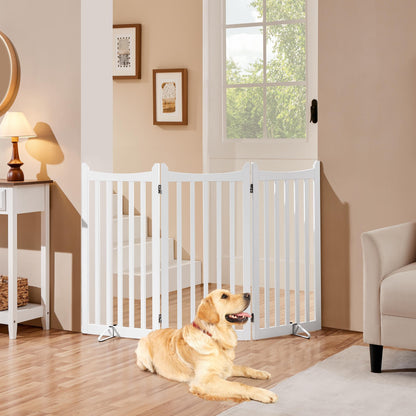 Yaheetech Hund Absperrgitter Faltbar – 3 Paneele 151.5x90.5cm Weiss
