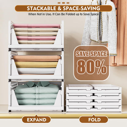 SNSLXH Schrank Organizer 8er Set, stapelbar & faltbar, weiss