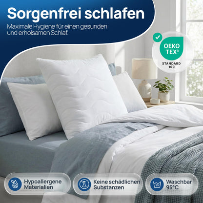 LILENO HOME Allergiker Kopfkissen 80x80 cm, 4er Set, 95 °C waschbar