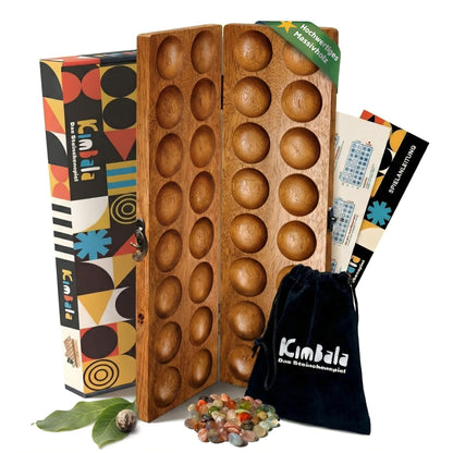 Spielario Kimbala Steinchenspiel aus Holz – Kalaha für 2 Spieler