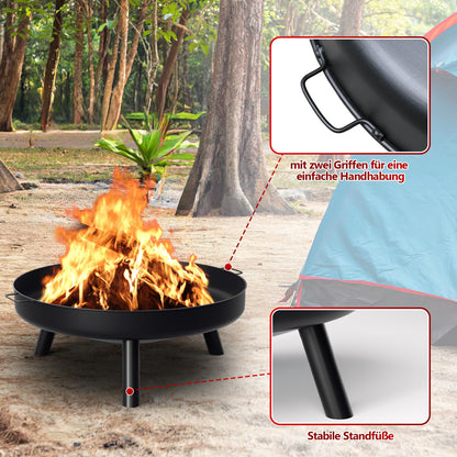 SWANEW Feuerschale Ø82.5cm – Eisen-Feuerstelle mit Griffen
