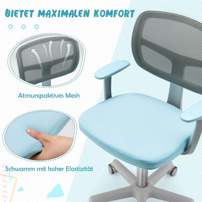 COSTWAY Kinderschreibtischstuhl drehbar höhenverstellbar – Blau