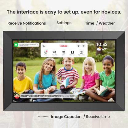 FRAMEO Digitaler Bilderrahmen WLAN 10,1 Zoll IPS Touchscreen 32GB