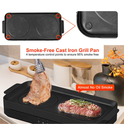 COOKTRON Tragbares Induktionskochfeld 2 Brenner - Grillpfanne