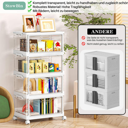 StowBin Aufbewahrungsbox mit Deckel, 4-stöckig, stapelbar, transparent