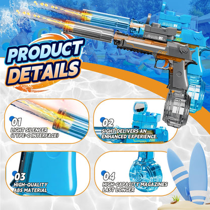 UROINT Elektrische Wasserpistole mit LED-Licht, 2er-Set Desert Eagle