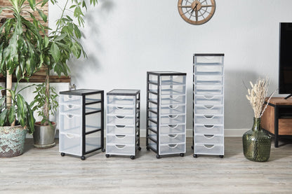 Iris Ohyama Schubladenbox mit Rollen, 10 Schubladen, Schwarz, DDDC-010