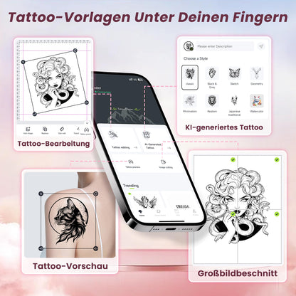 TATTMUSE A887 Tattoo-Drucker, Bluetooth Schablonendrucker, Rosa