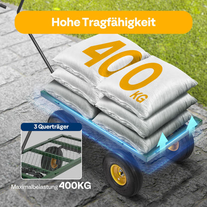 VIVOHOME Gartenwagen VH524-GR Transportwagen bis 400 kg mit Luftreifen