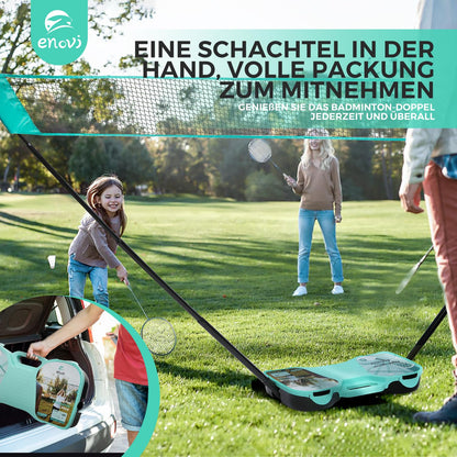 Enovi EasyGo Federball Set – 4 Schläger, Netz und Tragetasche