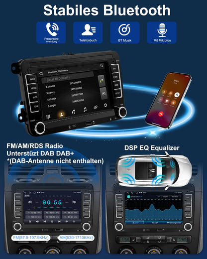 Ledio Autoradio VW Golf 5 6 Polo T5 - 7 Zoll Android 14