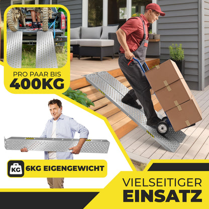 MASKO Auffahrrampe 2er Set aus verzinktem Stahl, 400 kg belastbar