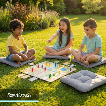 SuperKissen24 Sitzkissen Outdoor 6er Set wasserdicht 45x45 cm Grau