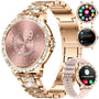 LIGE Smartwatch Damen BW1845D-A, Rosegold Edelstahl, Bluetooth-Anrufe mit diamantverzierter Lünette