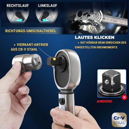 S&R Drehmomentschlüssel Set 1/2 Zoll 28-210 Nm mit 3 Stecknüssen