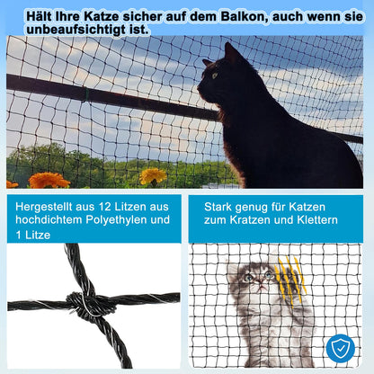 Aystkniet Katzennetz Balkon 10x2 m, drahtverstärkt und UV-beständig