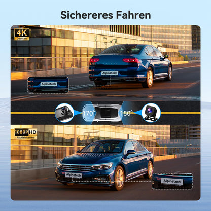 Smart 2025 12 Zoll 4K Dashcam Spiegel - CarPlay Android Auto