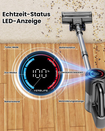 VersLife S7 Pro Akku-Stabstaubsauger kabellos, 500 W, LED-Display