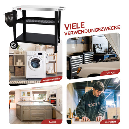 Royal Gourmet Servierwagen 3-Etagen Edelstahl Küchenwagen - 85x50cm