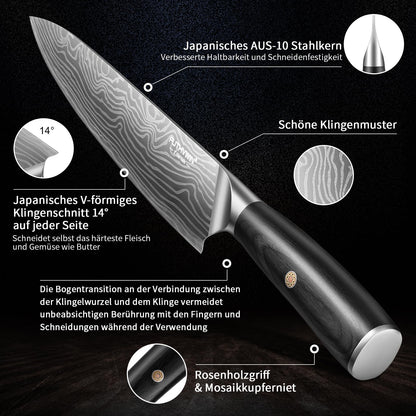 FUTHVWIN Profi Messerset Küchenmesser Set 7-teilig – Carbon Edelstahl