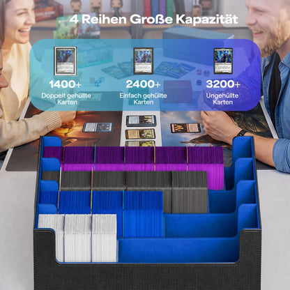 UAONO Kartenaufbewahrungsbox für 2400+ Sammelkarten, schwarz-blau