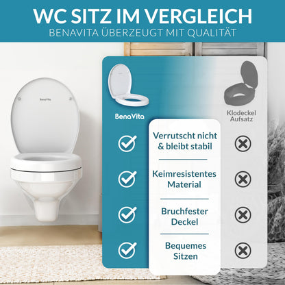 BenaVita Premium WC Sitzerhöhung 5 cm - Duroplast Absenkautomatik