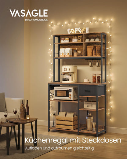 VASAGLE Küchenregal mit Steckdosen, Standregal, KKS027K02