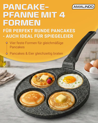 Amalindo Pancake Pfanne 4 Loch, Ø 26 cm, Induktion, Antihaft