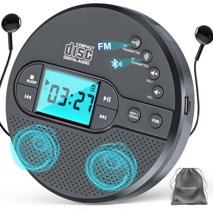 Gracioso CD35 Tragbarer CD-Player mit Bluetooth und FM-Transmitter