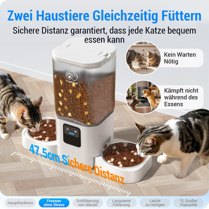 Frienhund Futterautomat Katze 2 Näpfe - APP, WiFi, 7L, Langsam
