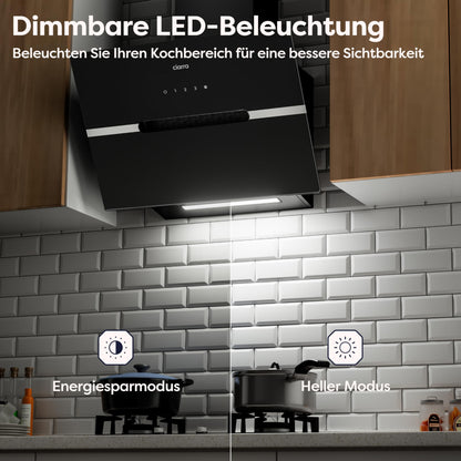 CIARRA CBCB6736F Kopffreie Schräghaube Umluft 60cm Schwarz