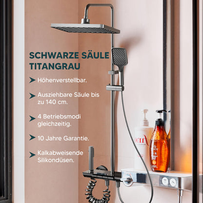 INEX EUROPA Quadratische Regendusche mit Armatur Edelstahl