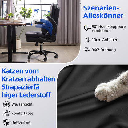 Asukale Ergonomischer Bürostuhl – Chefsessel Leder Schwarz