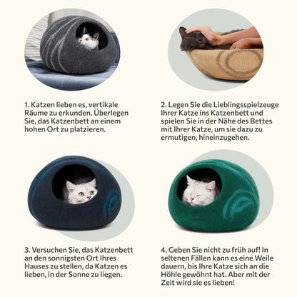 MEOWFIA 100% Merinowolle Katzenbett - Handgefilzt für Katzen