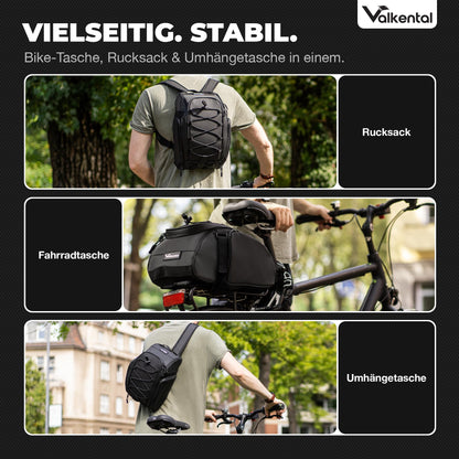 Valkental 3in1 Gepäckträgertasche mit Rucksackfunktion, 14 l