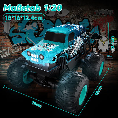 PENGBU RC Monstertruck ferngesteuert 1:20, 2,4 GHz, LED, blau