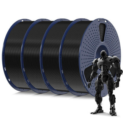SUNLU PLA Filament 1.75 mm Schwarz, 4x 1 kg Spule für 3D Drucker, vier schwarze Filamentspulen