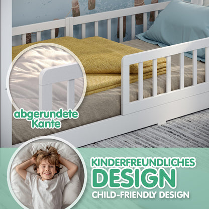 CADANI Malte Montessori Hausbett 90x200 cm Weiss – Umbaubar