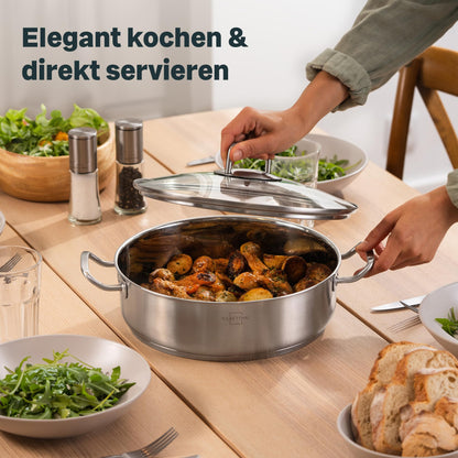 SILBERTHAL Schmorpfanne 28 cm unbeschichtet mit Deckel