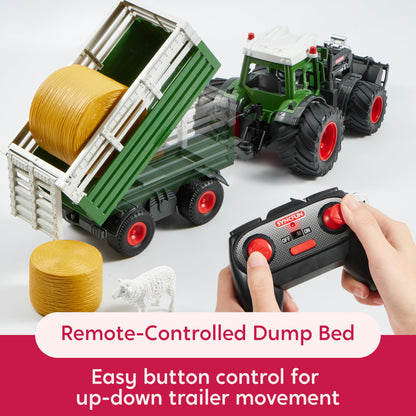 SYNCFUN Ferngesteuerter Traktor mit Anhänger, Lader, Licht und Sound