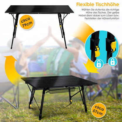 KESSER Campingtisch faltbar 120x70cm – Aluminium Schwarz
