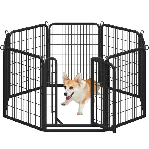 Yaheetech Welpenauslauf Freilaufgehege – 80cm 8-teilig faltbar. Faltbares Gehege aus 8 Metall-Gitterelementen; sicherer Bewegungsbereich für Welpen.
