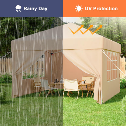 JUMMICO Faltpavillon 3x3 Meter Gartenpavillon – Beige