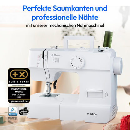 MEDION SM70 Nähmaschine - MD11179, 12 Stichmuster, Weiss