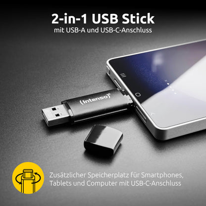 Intenso Flex Line USB-Stick 256 GB, USB-C & USB-A, Schwarz