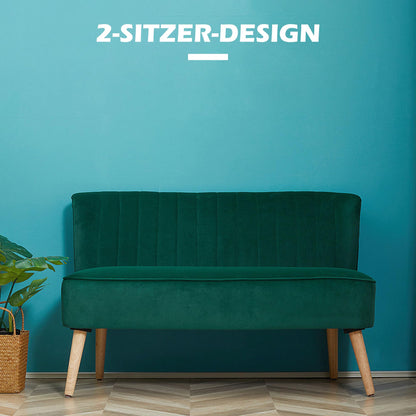 HOMCOM 2-Sitzer Stoffsofa Polstersofa – Dunkelgrün