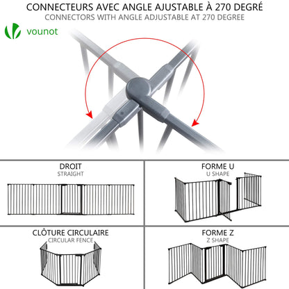 VOUNOT Kaminschutzgitter Schutzgitter - 5 Elemente, Schwarz 300x75 cm