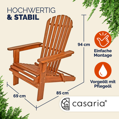Casaria Sonnenliege Adirondack Holz Klappbar Wetterfest