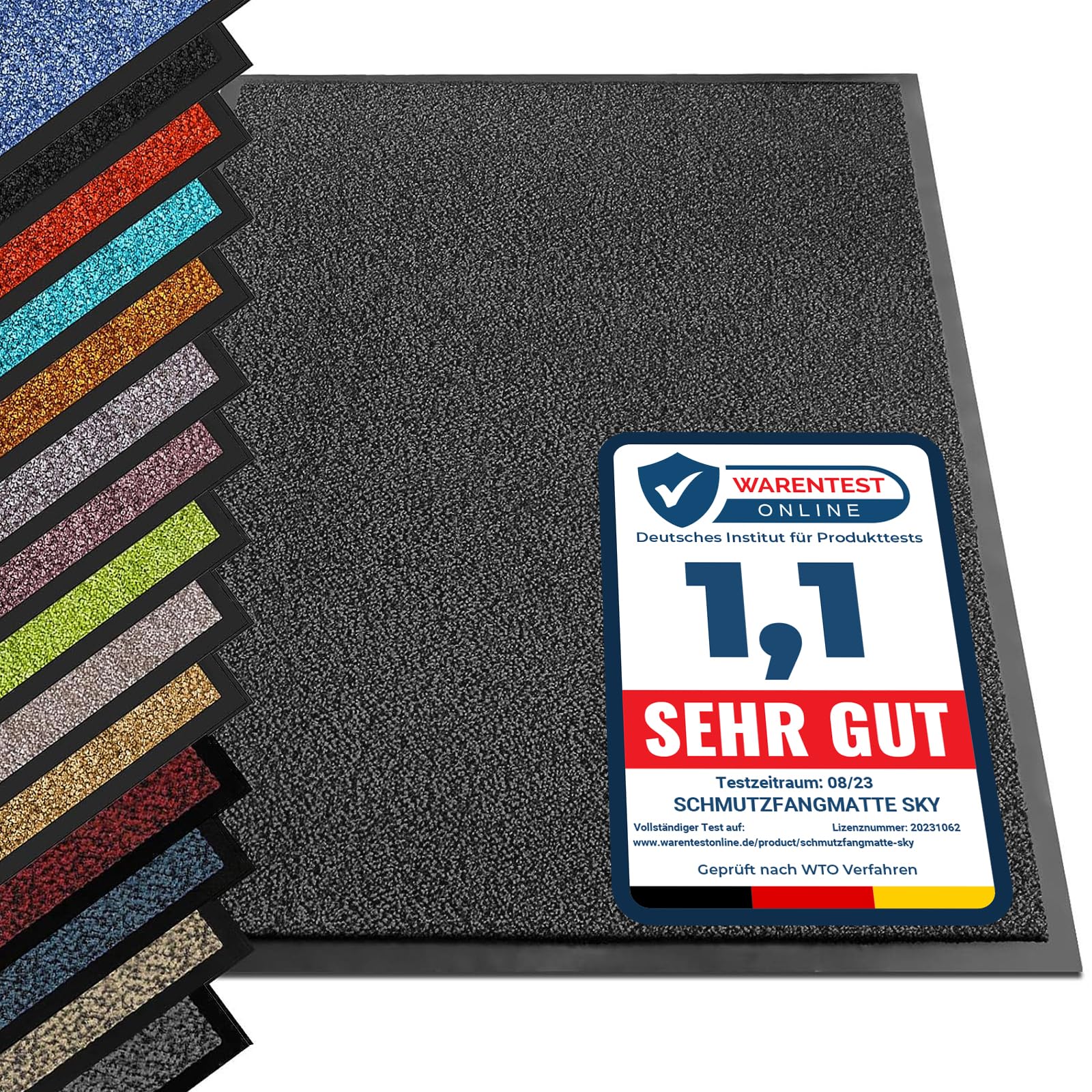 etm® Schmutzfangmatte Fussmatte – Anthrazit-Schwarz, 90x300 cm. Rechteckige, anthrazit-schwarze Matte fängt Schmutz im Eingangsbereich ab.